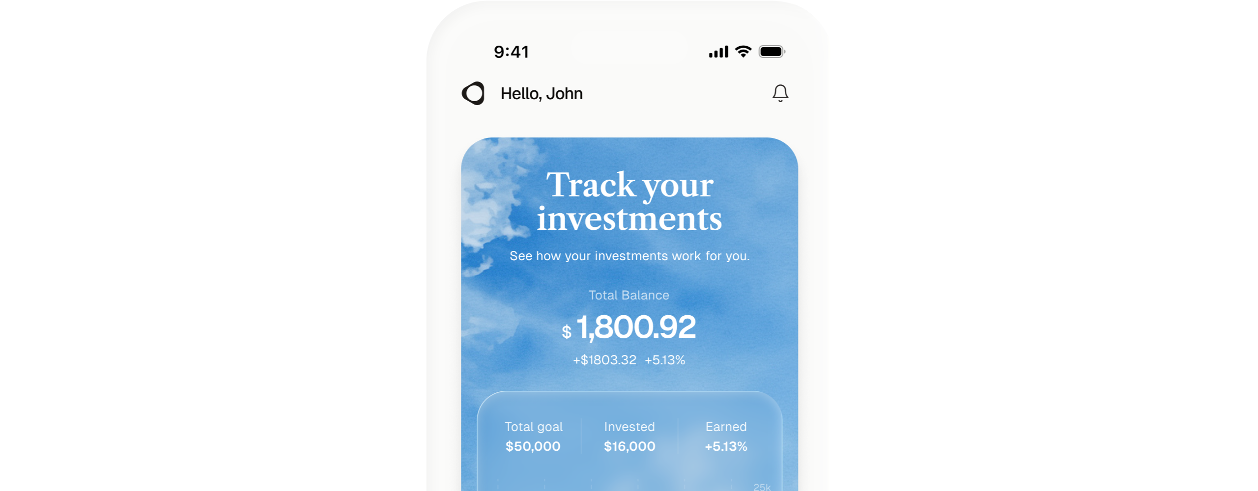Nestvst mobile app screenshot in glass device