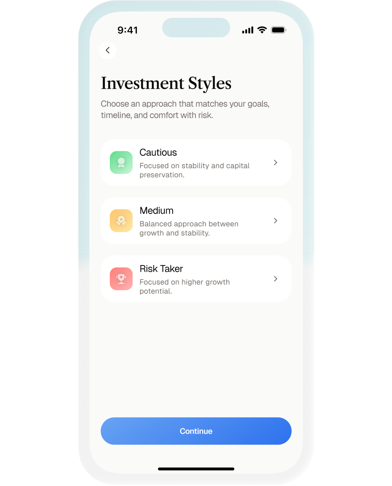 Step two app visual showing hyper-personalized investment plan